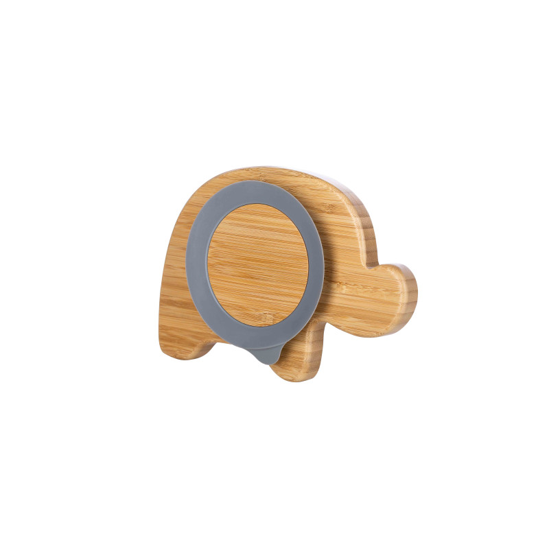 Бамбукова тарілка слоник FreeON з силіконовою присоскою