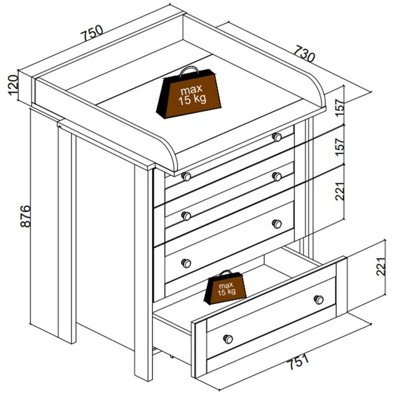 Пеленальний комод FreeON Oslo white