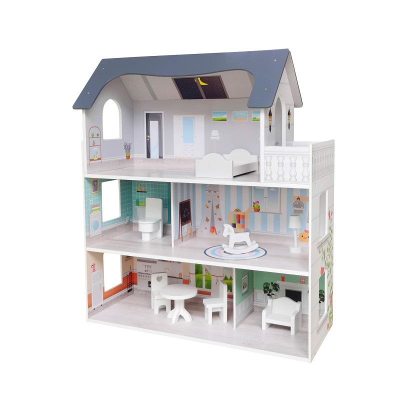 Деревяний іграшковий будиночок FreeON сірий