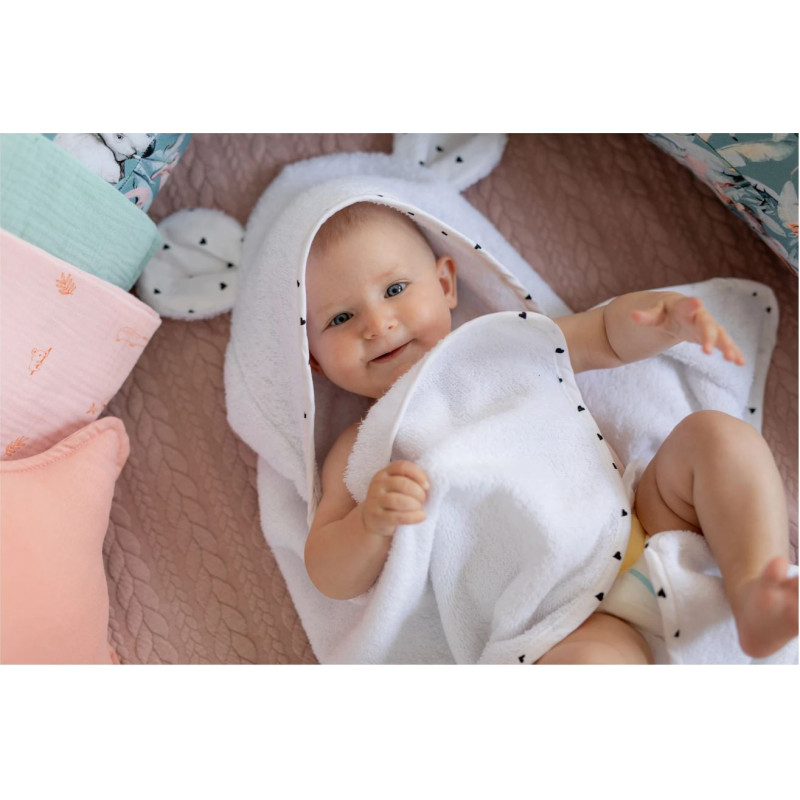Рушник дитячий з капюшоном і вушками Bubaba by FreeON White 75х75