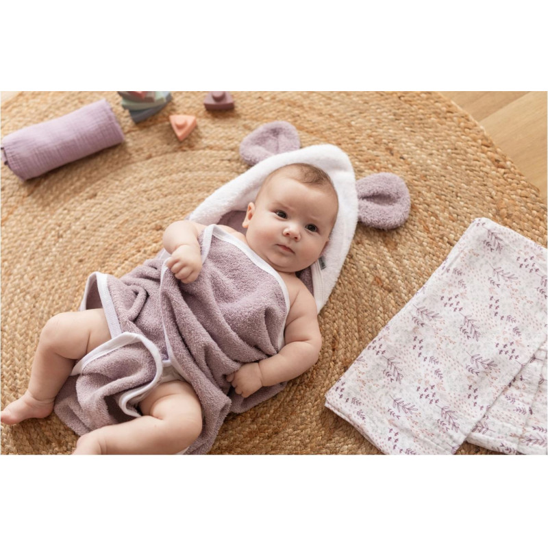 Рушник дитячий з капюшоном і вушками Bubaba by FreeON Lilac 100х100