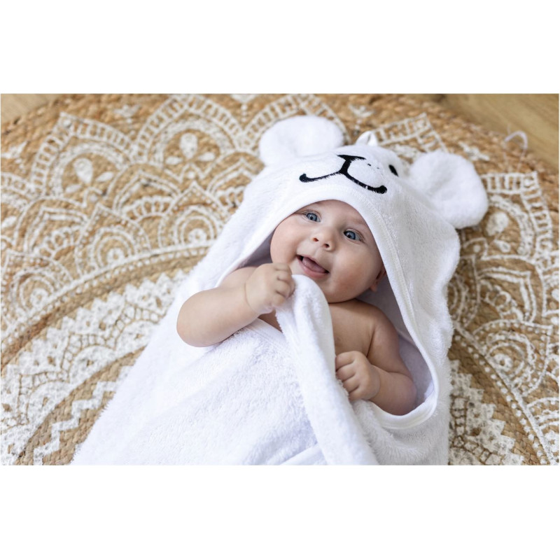 Рушник дитячий з капюшоном і вушками Bubaba by FreeON TEDDY White 110х75