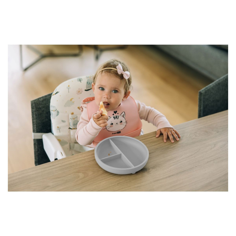 Силіконова тарілка дитяча FreeON grey