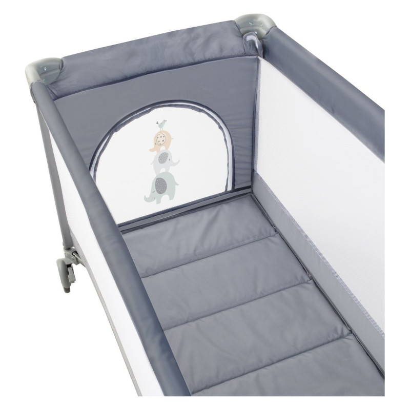 Ліжко-манеж дитяче FreeON з другим ярусом Elephants grey