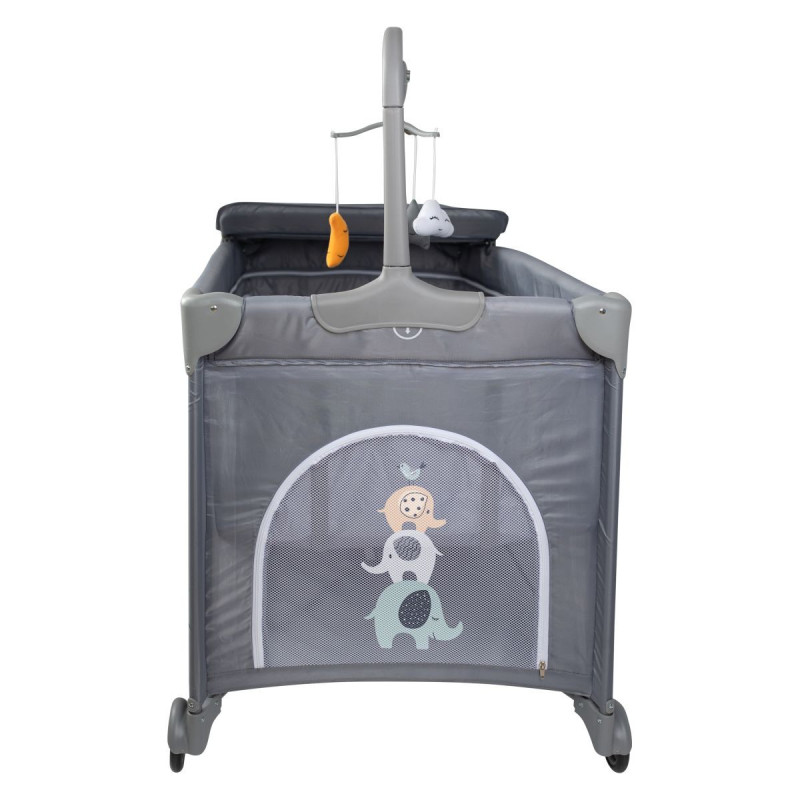 Ліжко-манеж дитяче FreeON з другим ярусом Elephants grey