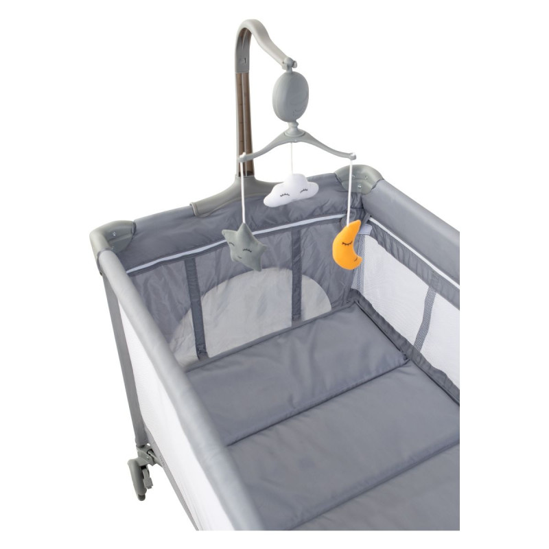 Ліжко-манеж дитяче FreeON з другим ярусом Elephants grey