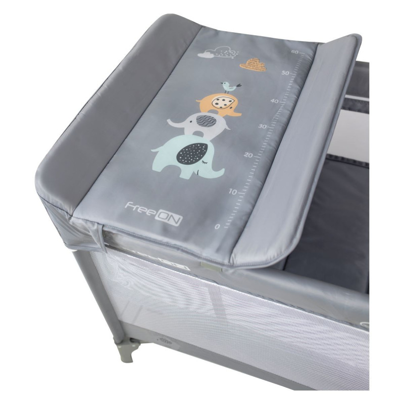 Ліжко-манеж дитяче FreeON з другим ярусом Elephants grey