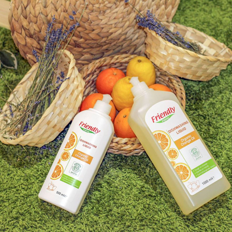 Засіб Friendly Organic Органічний для миття посуду торговельної марки Апельсинове масло 500мл.