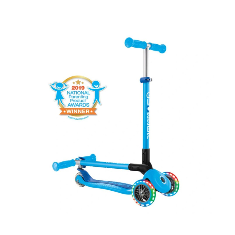 Самокат GLOBBER PRIMO FOLDABLE LIGHTS, блакитний, колеса з підсвіткою, 50кг, 3+