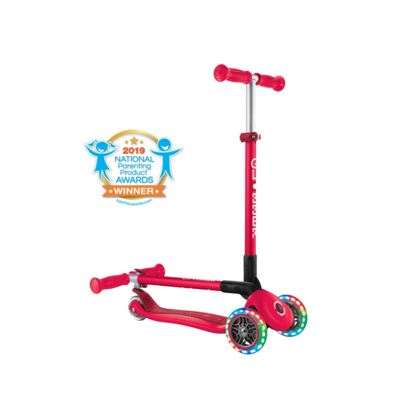 Самокат GLOBBER PRIMO FOLDABLE LIGHTS, червоний, колеса з підсвіткою, 50кг, 3+