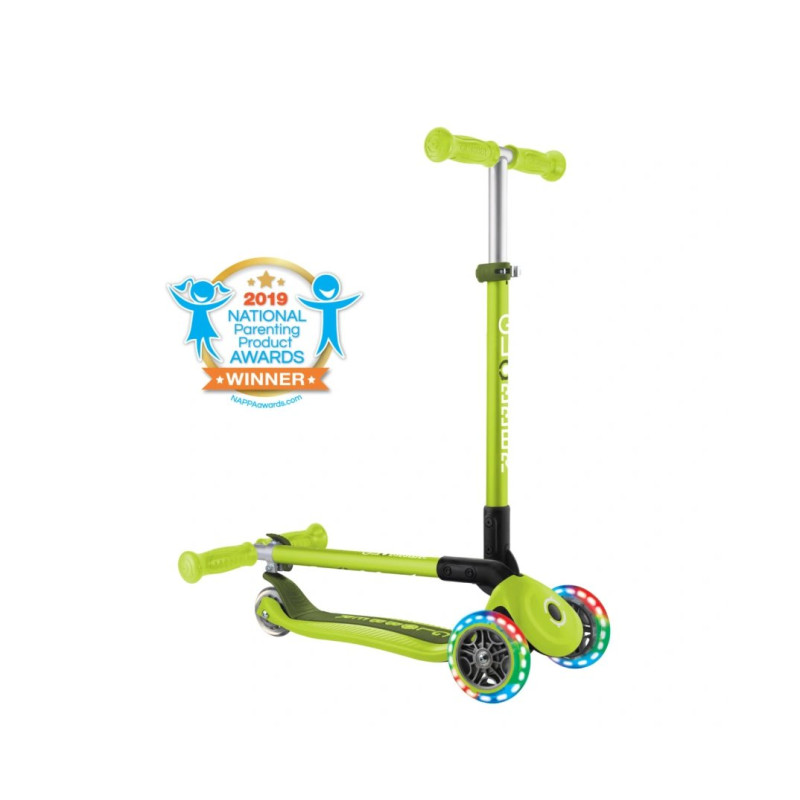 Самокат GLOBBER PRIMO FOLDABLE LIGHTS, зелений, колеса з підсвіткою, 50кг, 3+