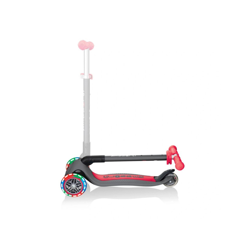 Самокат GLOBBER PRIMO FOLDABLE LIGHTS, сіро-червоний, колеса з підсвіткою, 50кг, 3+