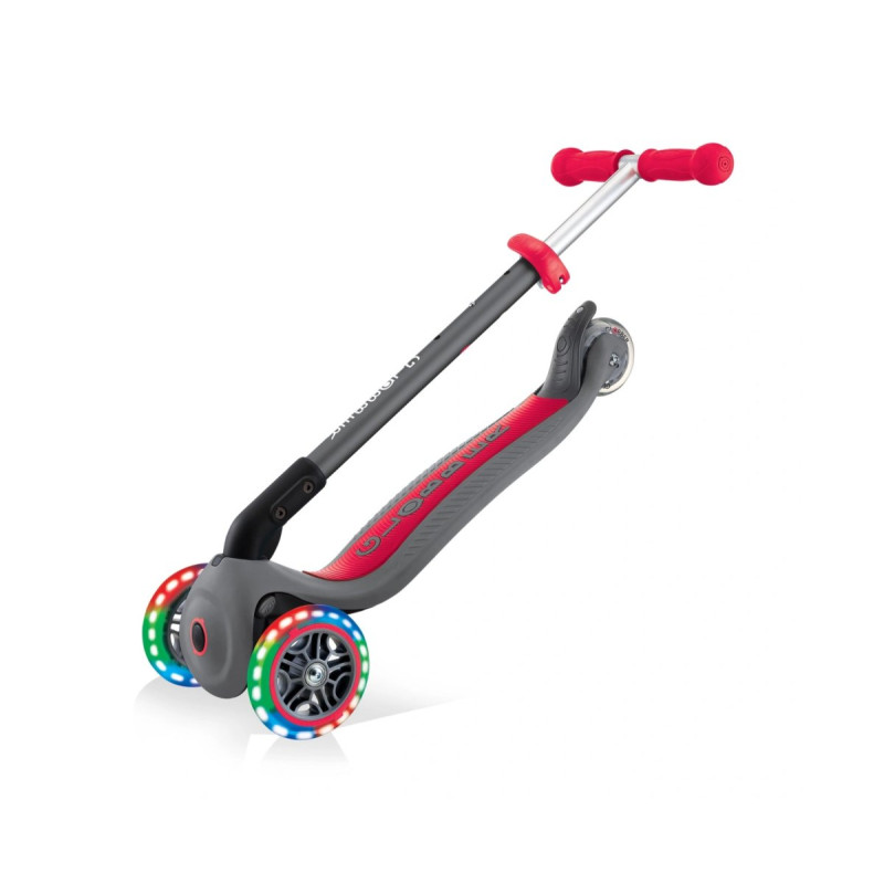 Самокат GLOBBER PRIMO FOLDABLE LIGHTS, сіро-червоний, колеса з підсвіткою, 50кг, 3+