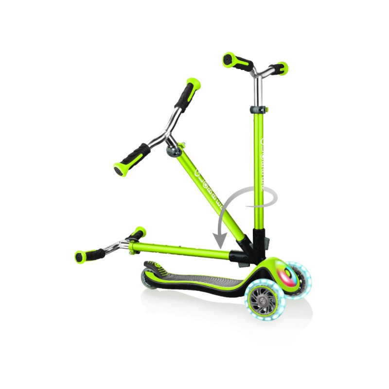 Самокат GLOBBER ELITE PRIME зелений, колеса з підсвіткою, 50кг, 3+, 3 колеса