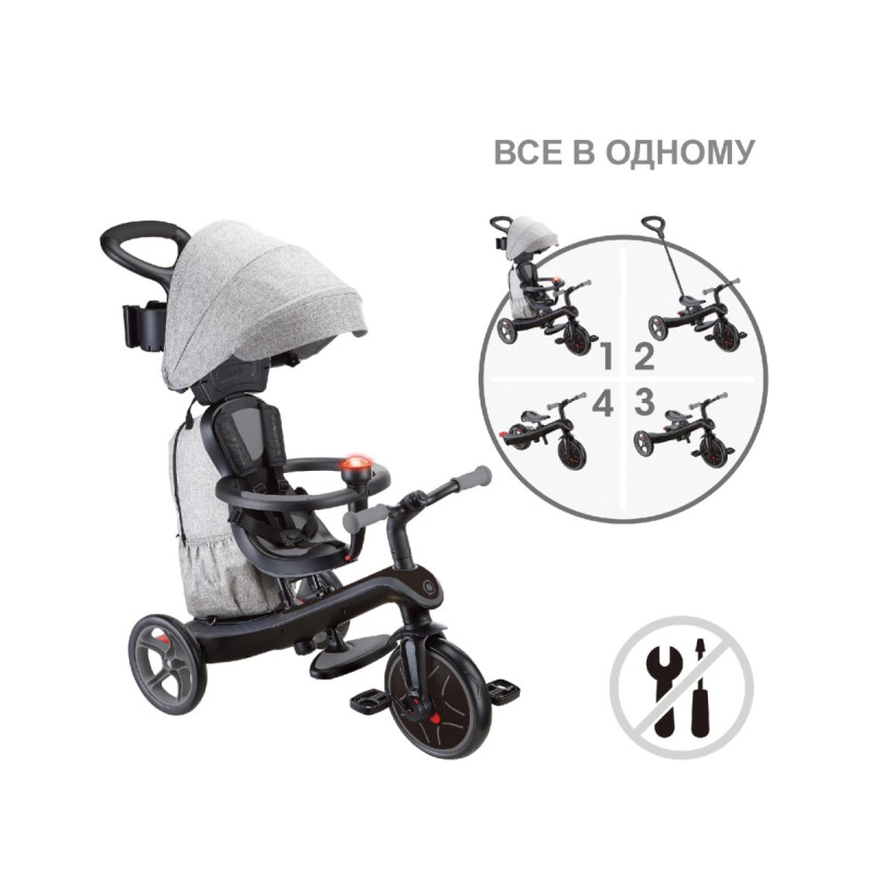 Велосипед GLOBBER EXPLORER TRIKE 4в1 DELUXE PLAY - Чорно-сірий