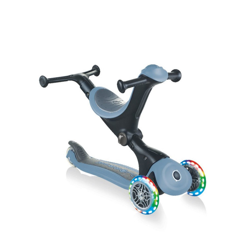 Самокат GLOBBER GO UP DELUXE LIGHTS 5в1 пепельно-голубой, колеса с подсветкой 20/50кг