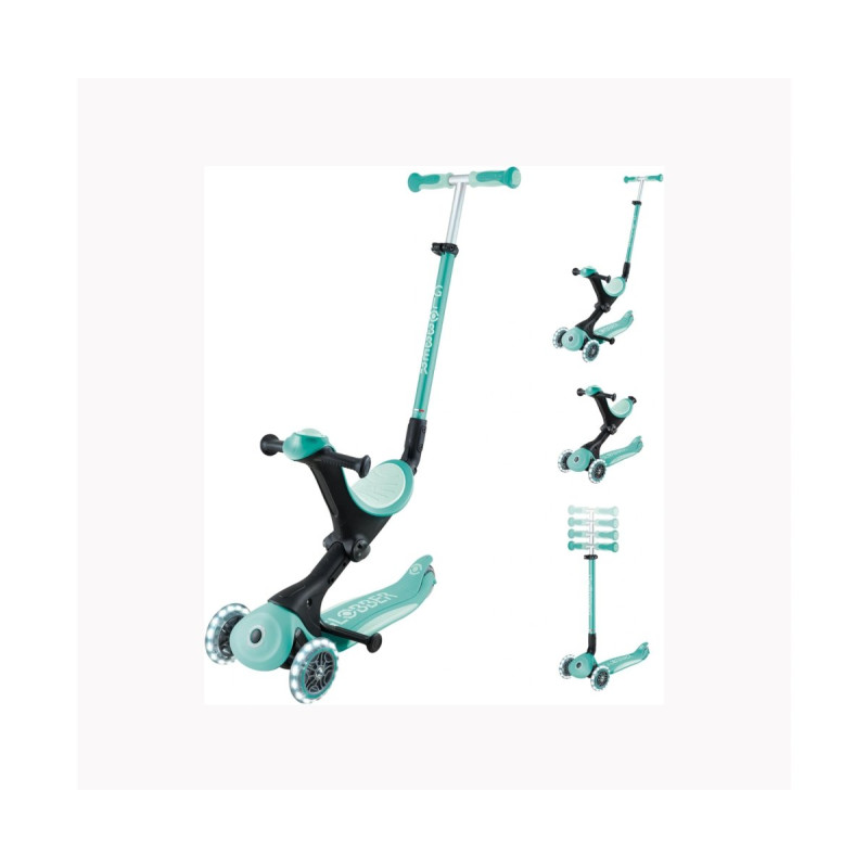 Самокат GLOBBER GO UP DELUXE LIGHTS 5в1 м'ятний, колеса світяться 20/50кг