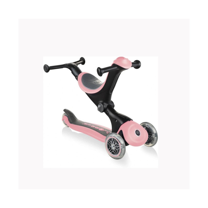 Самокат GLOBBER GO UP DELUXE LIGHTS 5в1 пастельно-рожевий, колеса світяться 20/50кг