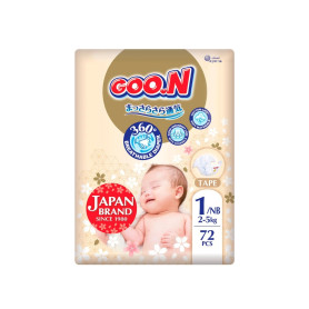 Підгузки Goo.N Premium Soft до 5 кг 1NB, на липучках, унісекс, 72 шт.
