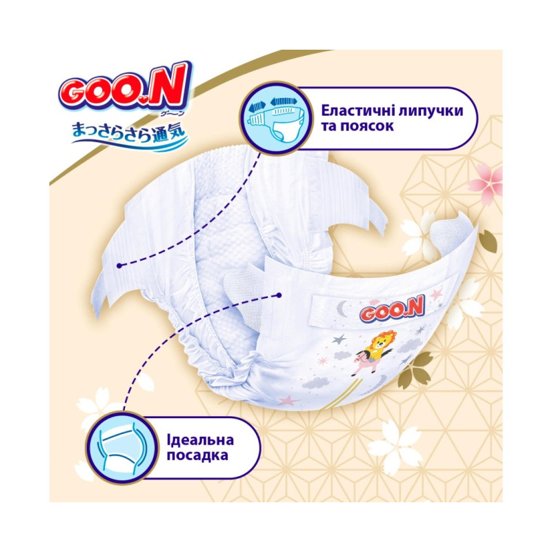 Підгузки Goo.N Premium Soft до 5 кг 1NB, на липучках, унісекс, 72 шт.