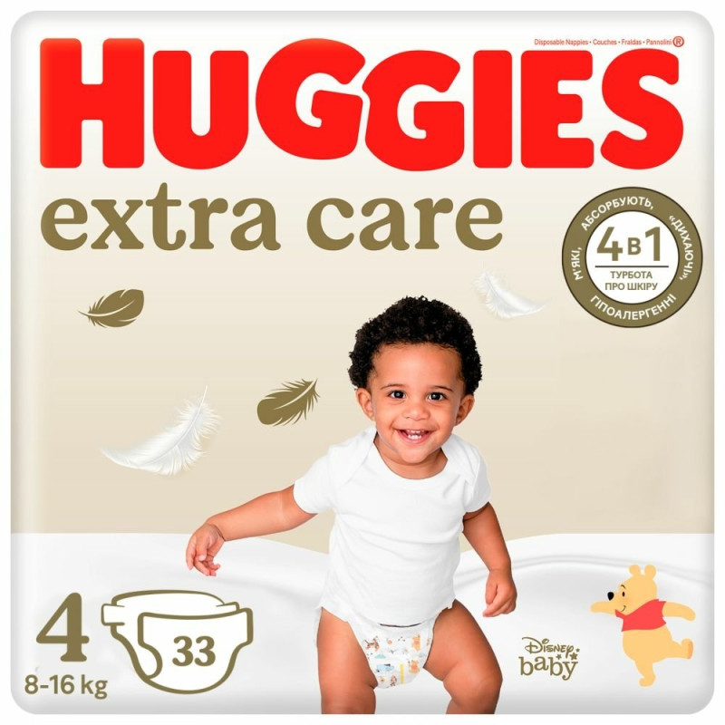 Підгузки Huggies Extra Care 4, 8-16 кг, 33 шт