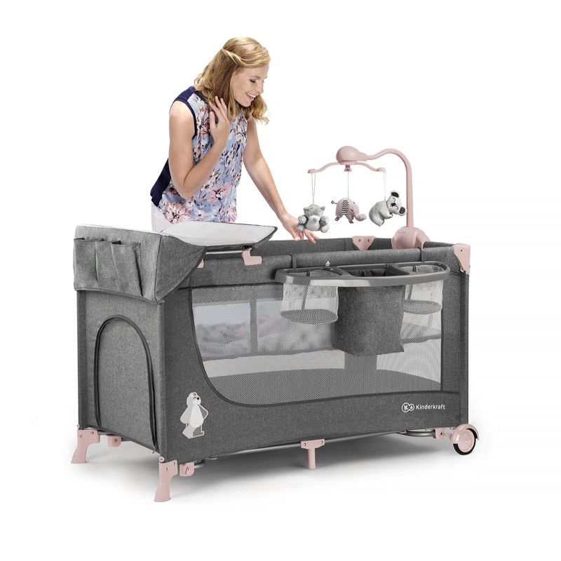 Ліжко-манеж с пеленатором Kinderkraft Joy Pink KKLJOYPNK000AC