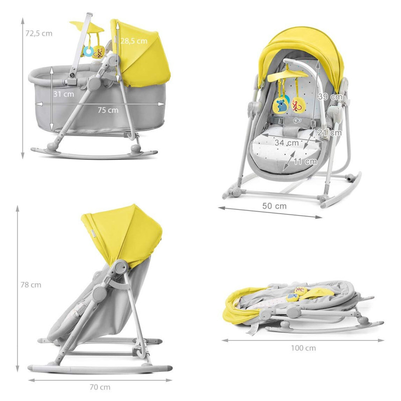 Шезлонг-гойдалка 5 в 1 Kinderkraft Unimo Yellow KKKUNIMYEL0000