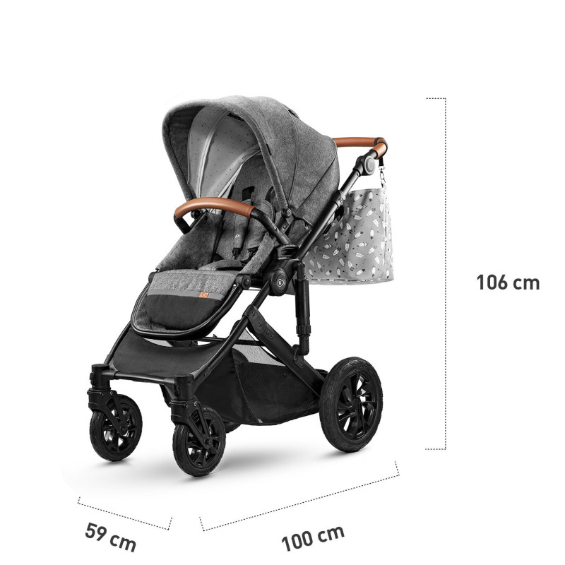 Універсальна коляска 2 в 1 Kinderkraft Prime Gray + MommyBag KKWPRIMGRMB200