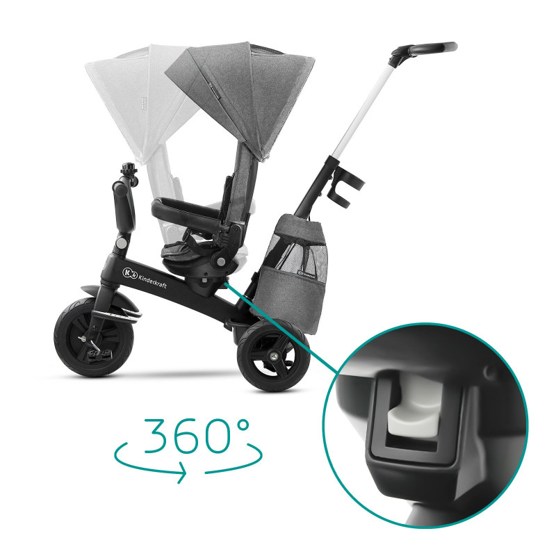 Триколісний велосипед Kinderkraft Easytwist Platinum Grey KKRETWIGRY0000
