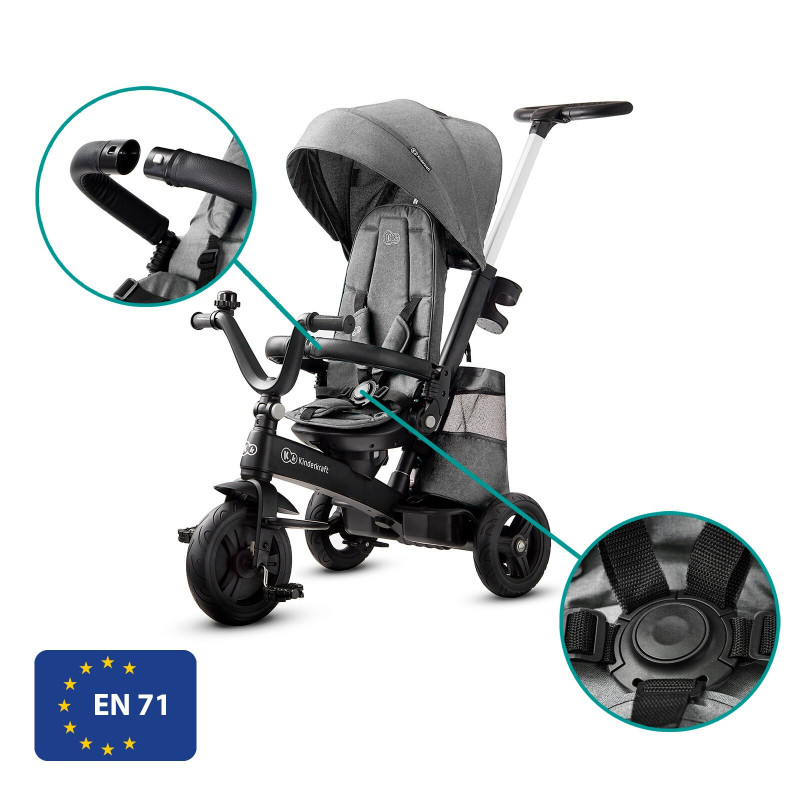 Триколісний велосипед Kinderkraft Easytwist Platinum Grey KKRETWIGRY0000