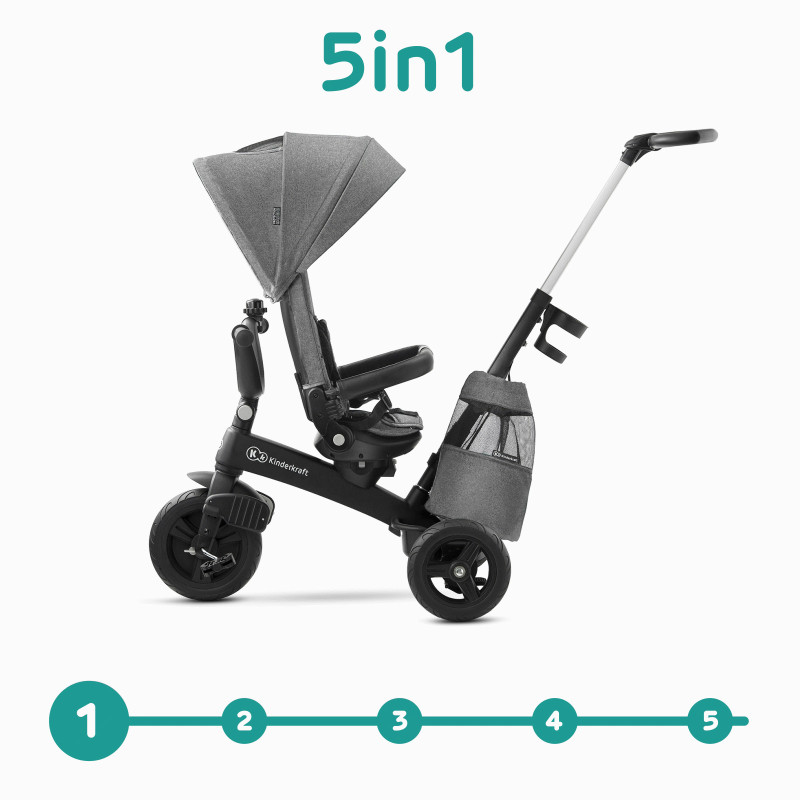 Триколісний велосипед Kinderkraft Easytwist Platinum Grey KKRETWIGRY0000