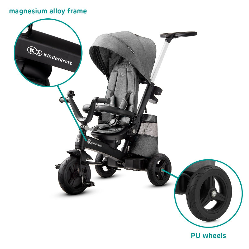 Триколісний велосипед Kinderkraft Easytwist Platinum Grey KKRETWIGRY0000