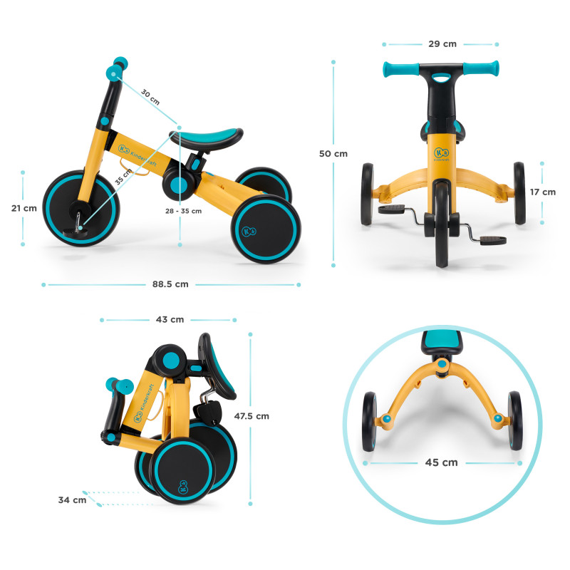 Триколісний велосипед 3 в 1 Kinderkraft 4TRIKE Primrose Yellow KR4TRI00YEL0000