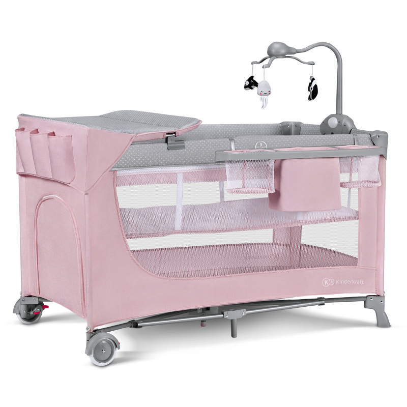 Ліжко-манеж з пеленатором Kinderkraft Leody Pink KCLEOD00PNK00AC