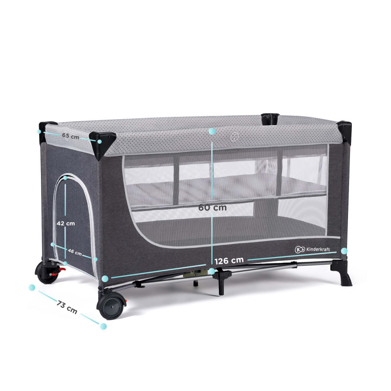 Ліжко-манеж Kinderkraft Leody Grey KCLEOD00GRY0000