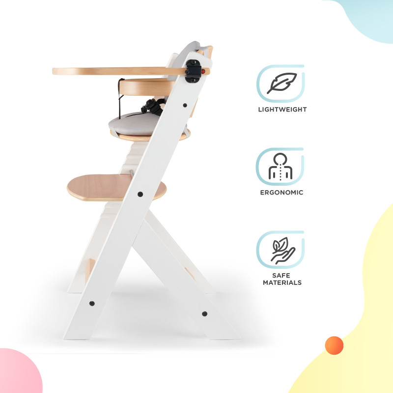 Стільчик для годування з подушкою Kinderkraft Enock White Wood KHENOC0PWHT0000