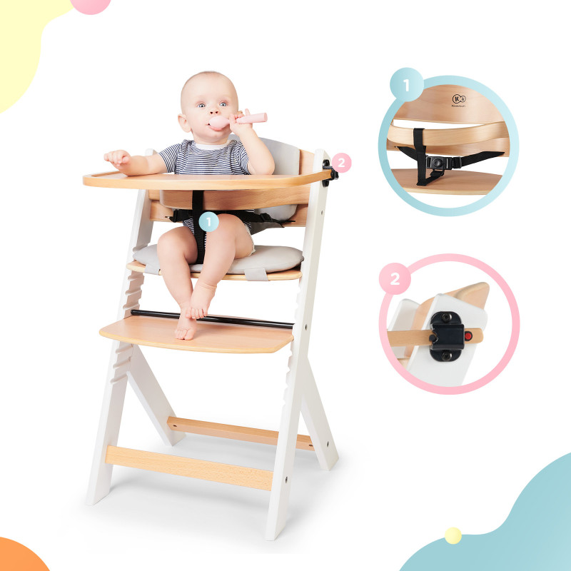 Стільчик для годування з подушкою Kinderkraft Enock White Wood KHENOC0PWHT0000