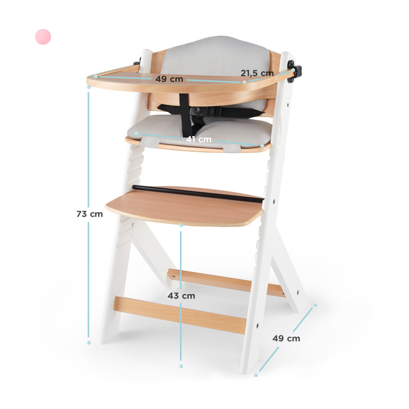Стільчик для годування з подушкою Kinderkraft Enock White Wood KHENOC0PWHT0000