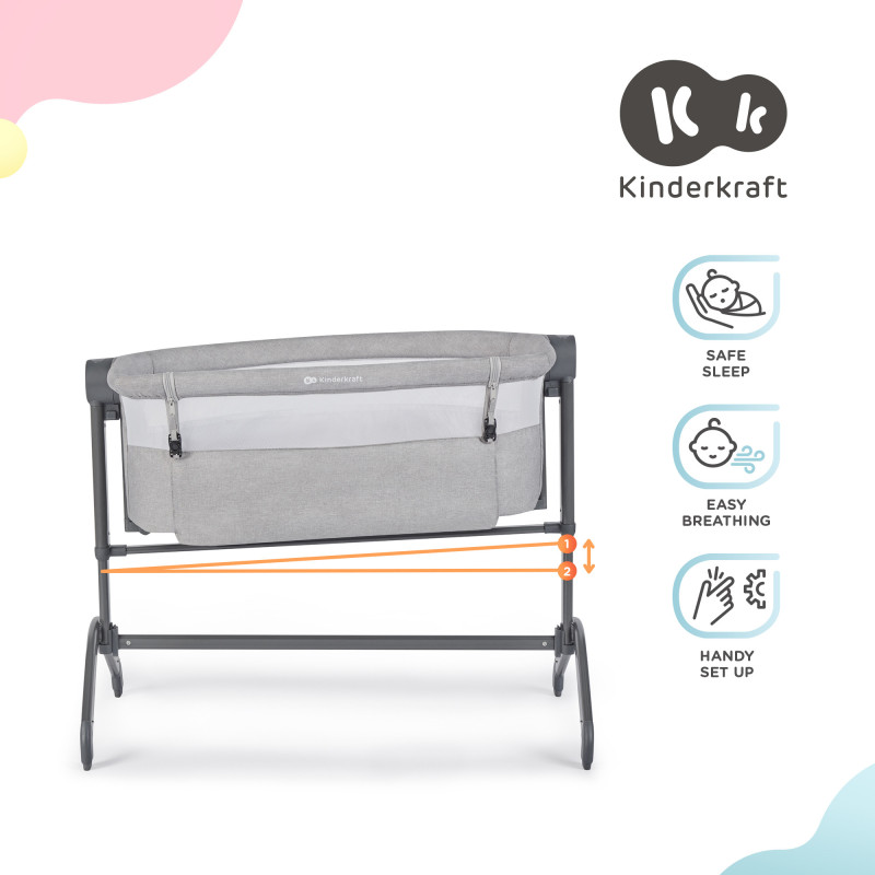 Приставне ліжечко-колиска Kinderkraft Bea Grey KLBEA000GRY0000