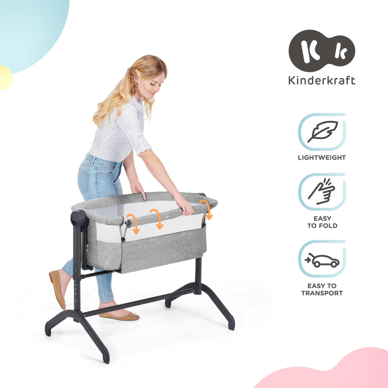 Приставне ліжечко-колиска Kinderkraft Bea Grey KLBEA000GRY0000