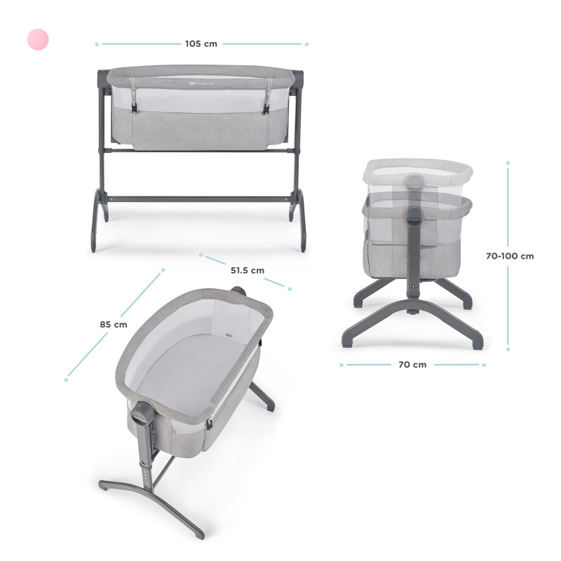 Приставне ліжечко-колиска Kinderkraft Bea Grey KLBEA000GRY0000