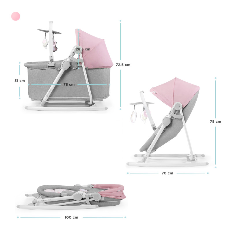 Шезлонг-гойдалка 5 в 1 Kinderkraft Nola Peony Rose KBNOLA00PNK0000