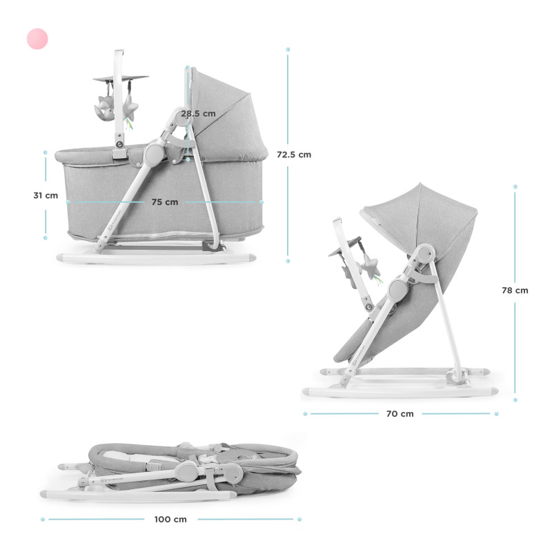 Шезлонг-гойдалка 5 в 1 Kinderkraft Nola Stone Grey KBNOLA00GRY0000