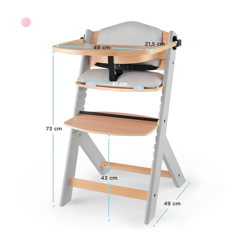 Стільчик для годування з подушкою Kinderkraft Enock Gray Wood KHENOC0PGRY0000