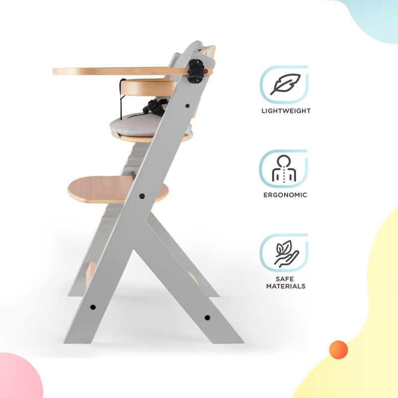 Стільчик для годування з подушкою Kinderkraft Enock Gray Wood KHENOC0PGRY0000