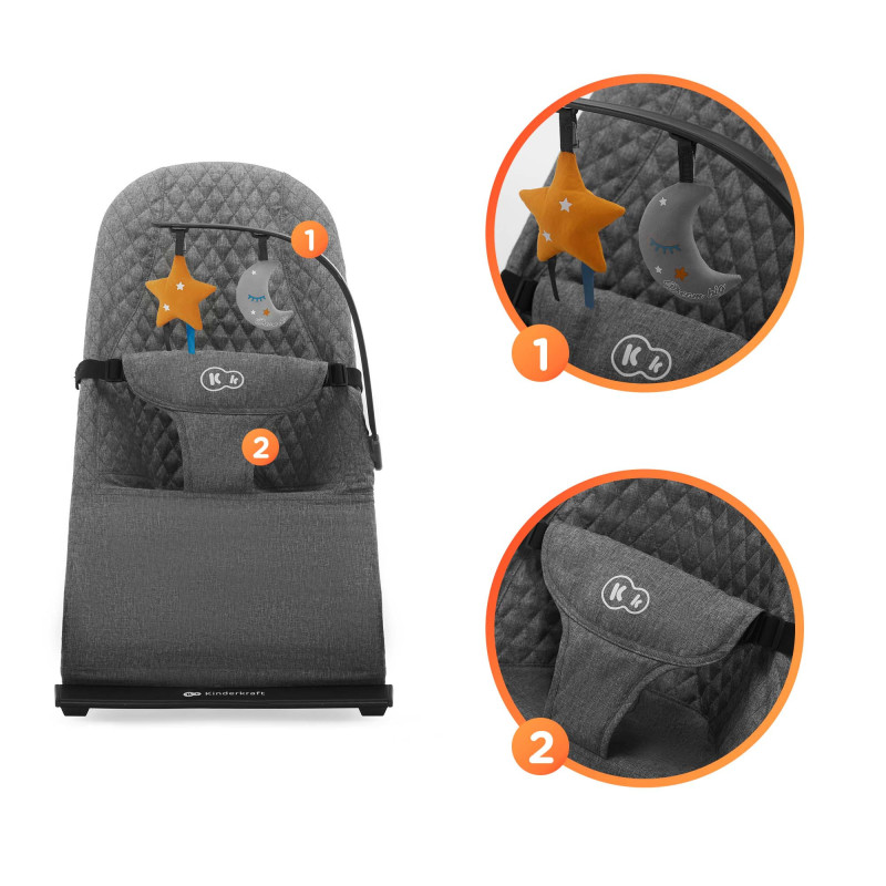 Шезлонг-гойдалка Kinderkraft Mimi Grey KBMIMI00GRY0000