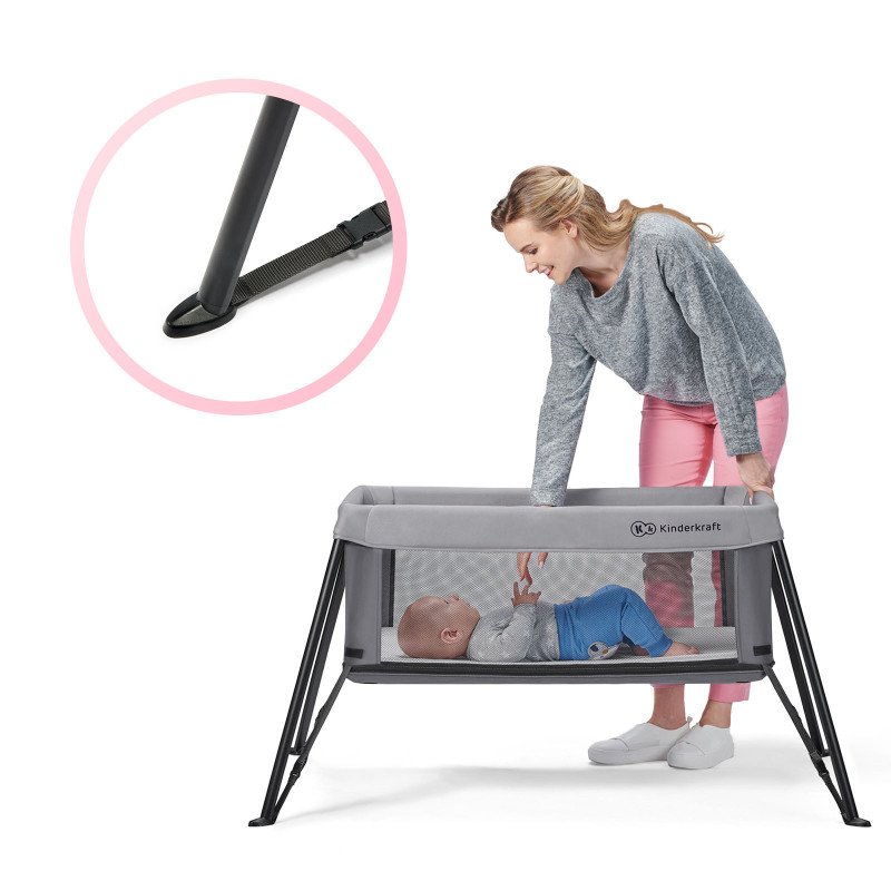 Ліжко-манеж 2 в 1 Kinderkraft Movi Grey KCMOVI00GRY0000
