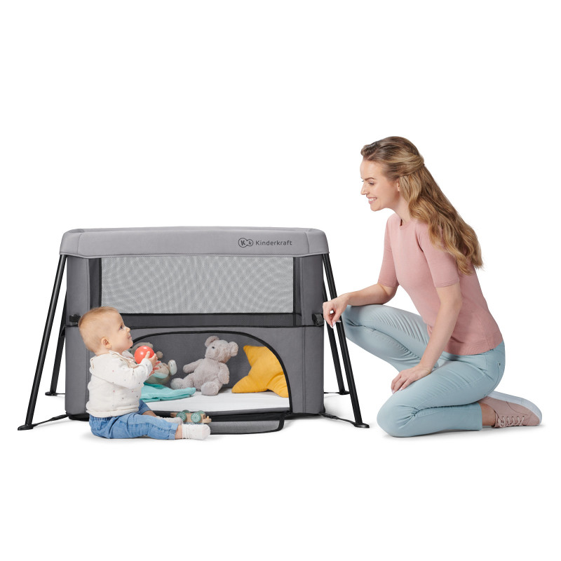 Ліжко-манеж 2 в 1 Kinderkraft Movi Grey KCMOVI00GRY0000