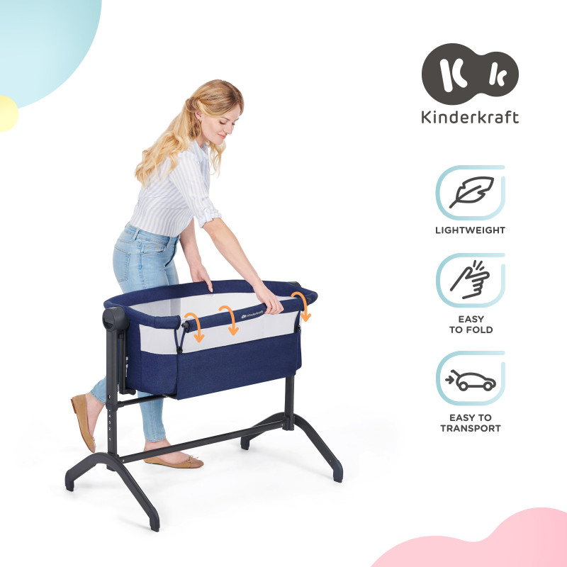 Приставне ліжечко-колиска Kinderkraft Bea Navy KLBEA000NAV0000