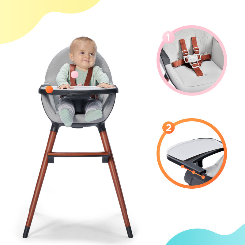 Стільчик для годування 2 в 1 Kinderkraft Finix Grey KHFINIX0GRY0000